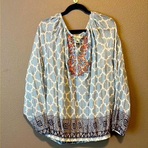 Sundance Boho tunic top with orange beadwork